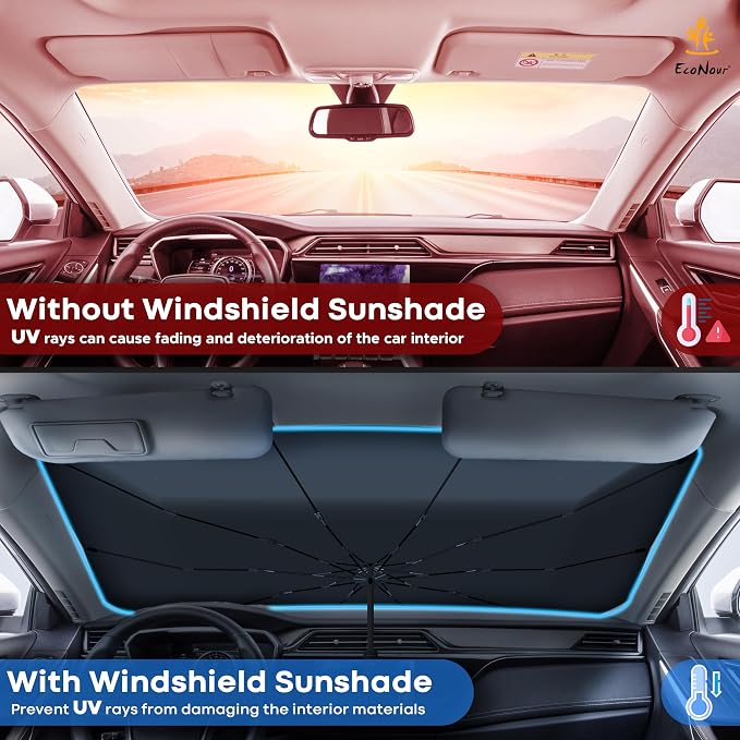 EcoNour Adjustable Car Windshield Umbrella Sun Shade | Foldable UV Protection - Image 2