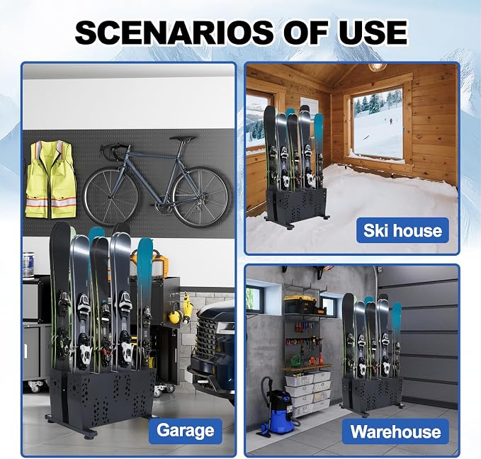 Freestanding Ski Storage Rack for 4 Pairs, Floor Stand Ski Organizer Rack - Image 7