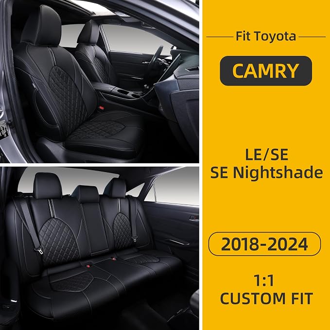Custom Fit Camry Seat Covers for Toyota Camry LE, SE Nightshade 2018-2024 Full - Image 7