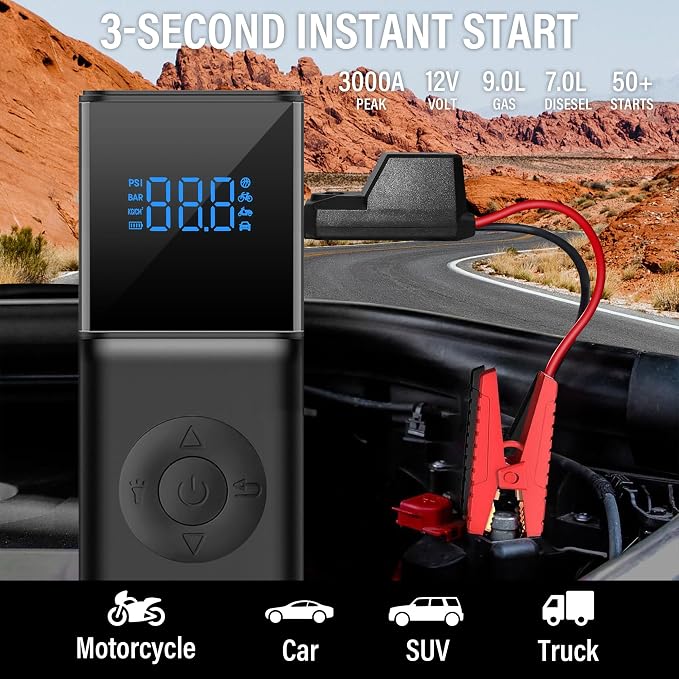 Car Jump Starter, 3000A Car Battery Jump Starter Pack - Image 2