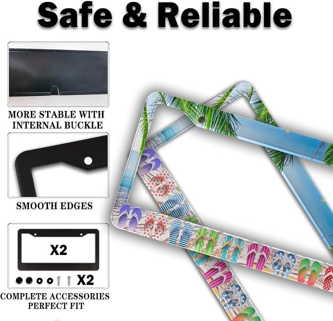 License Plate Frames Multicolor Car License Plate Frame Hawaii Beach Flip Flops - Image 4