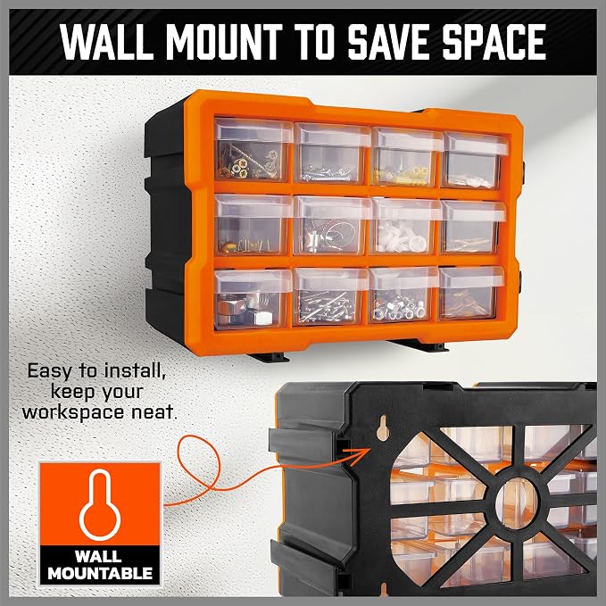HORUSDY 16-Drawer Storage Cabinet, Wall Mountable Parts Organizer - Image 5