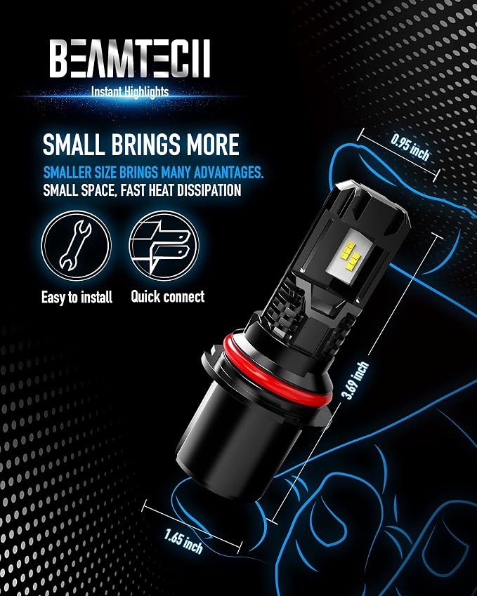 BEAMTECH Bulb, 9007 Fog Light Bulbs Powersports Light Bulb Fanless in Line - Image 5