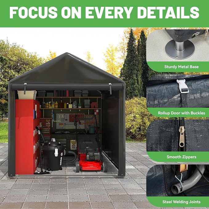 EROMMY 5x7 FT Carport Storage Shed, Heavy Duty Outdoor Storage Shed - Image 4