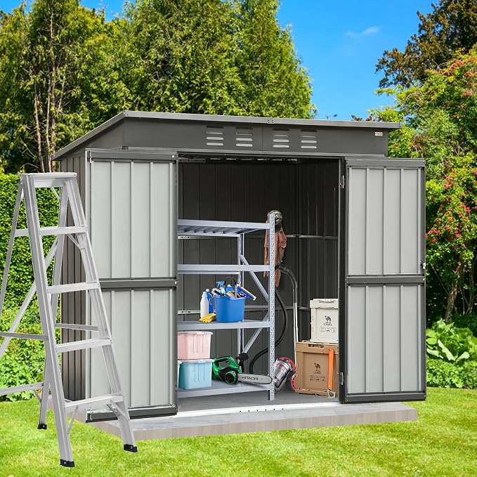 Domi Outdoor Storage Shed 6' x 4', Metal Waterproof Tool Shed Utility Storage - Image 5