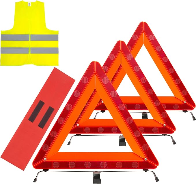 AYKRM 3Pack Car Warning Triangle Heavy Reflective Warning Road Safety Triangle by AYKRM