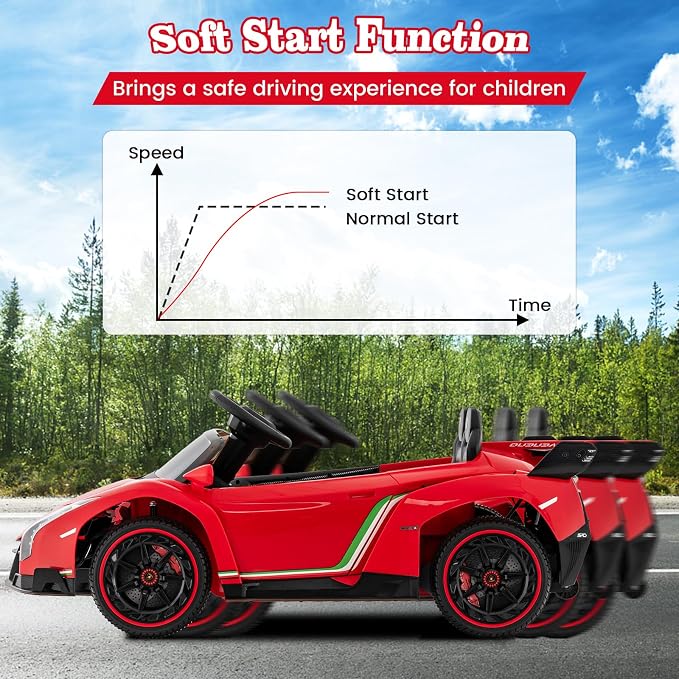 Costzon Ride on Car, Lamborghini Licensed 12V Battery Powered 4WD Sports Car - Image 8
