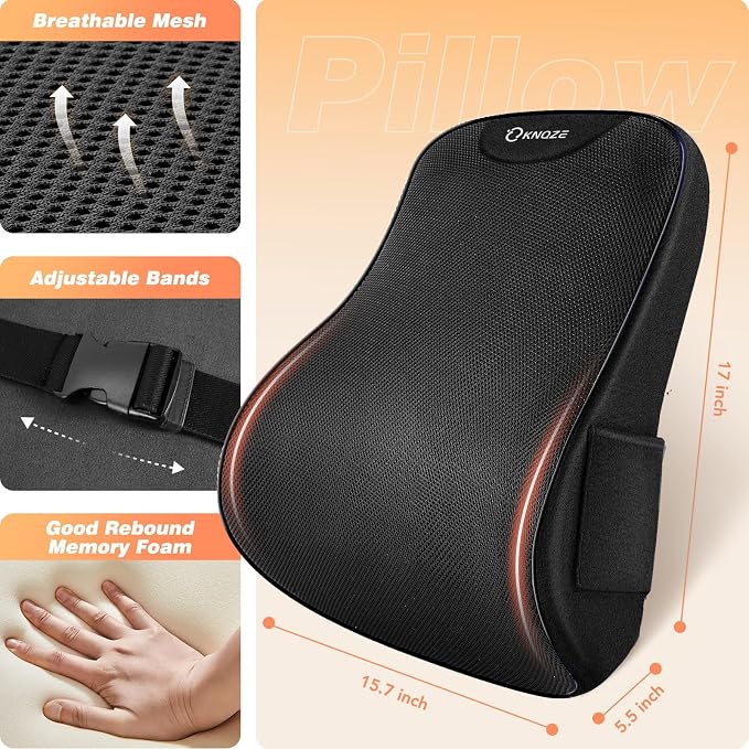 Lumbar Support Pillow for Office Chair, Back Support Pillow for Car, Recliner & - Image 7