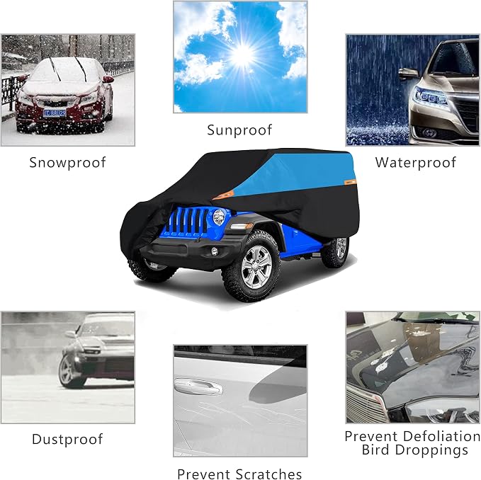 MORNYRAY Compatible with Jeep Wrangler 4 Door, Waterproof Car Cover All Weather - Image 3