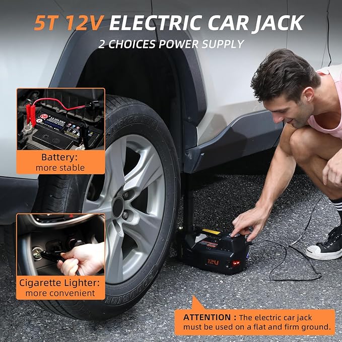 STANDTALL Electric Car Jack Kit 5 Ton 12V Hydraulic Jack Automatic Lift - Image 3