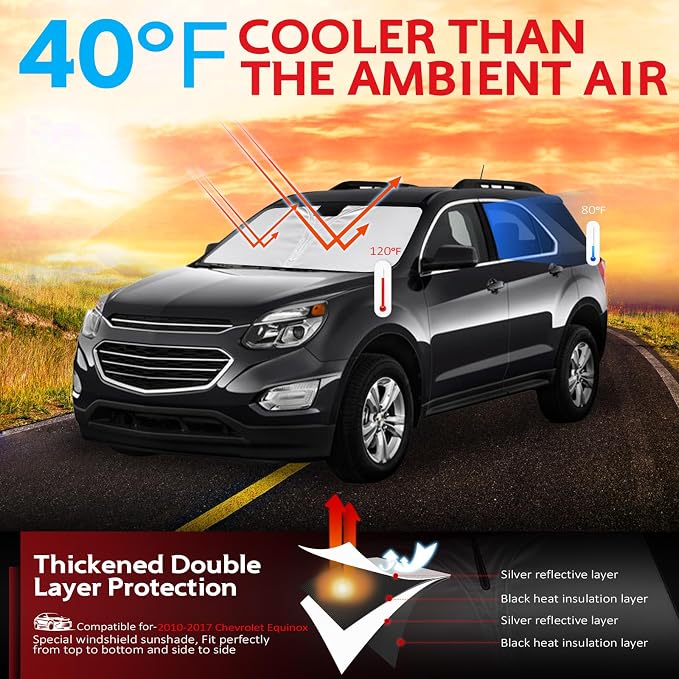 KAYZT Windshield Sun Shade for 2010-2017 Che-vrolet/Chevy Equinox Foldable - Image 2
