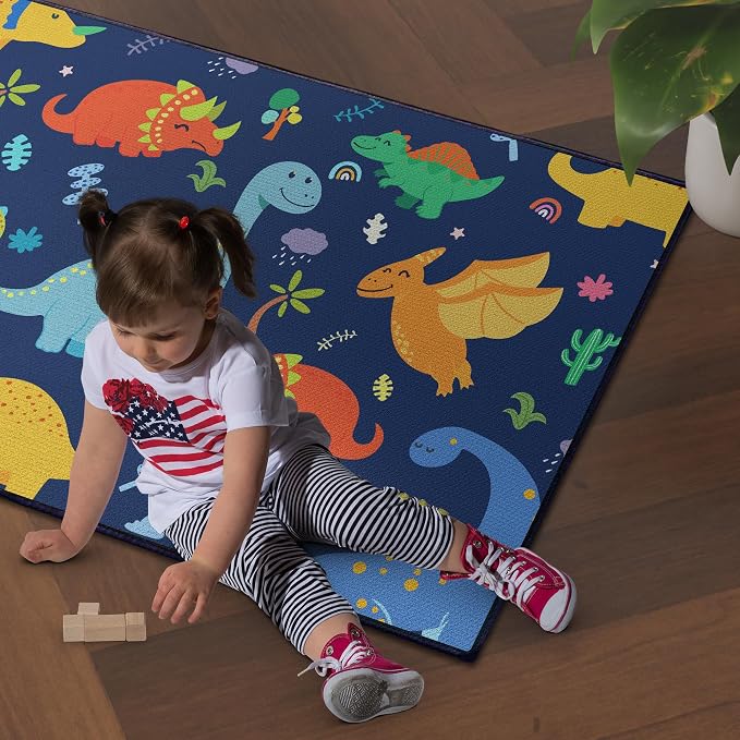 Cute Cartoon Dinosaur Rug for Boys Bedroom 59"x39" Bedroom Playroom Decor for - Image 3