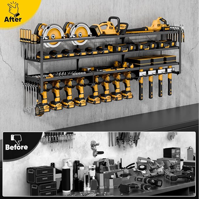 49" W Large Power Tool Organizer Wall Mount Loads 600 lbs, Heavy Duty 4-Tier 12 - Image 5