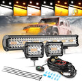 Auxbeam 20" 420W LED Light Bar w/ 2x 4" 120W Pods, Amber/White Strobe Off-Road by Auxbeam
