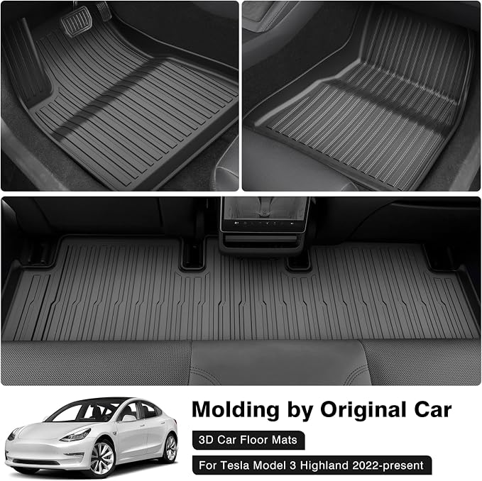 Powerty Floor Mats for 2024 2025 Tesla Model 3 Highland Accessories 1st & 2nd - Image 2