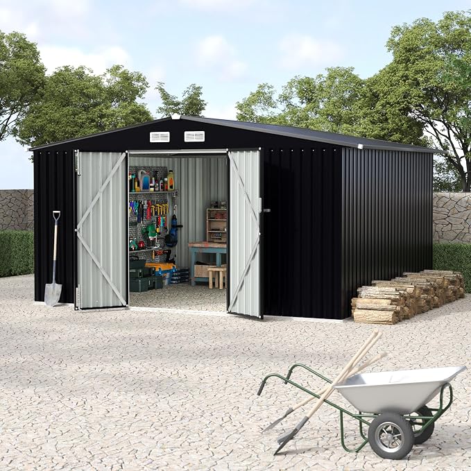 8x10x6.4 FT Outdoor Storage Sheds, Metal Garden Tool Shed - Image 9