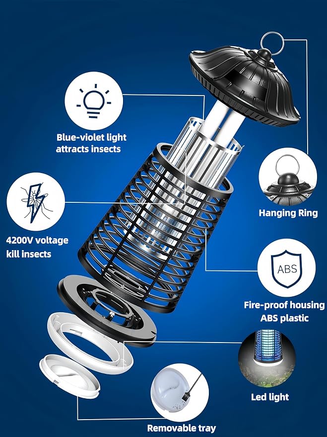Bug Zapper Outdoor Indoor, 4200V Electric Mosquito Zapper Outdoor - Image 7