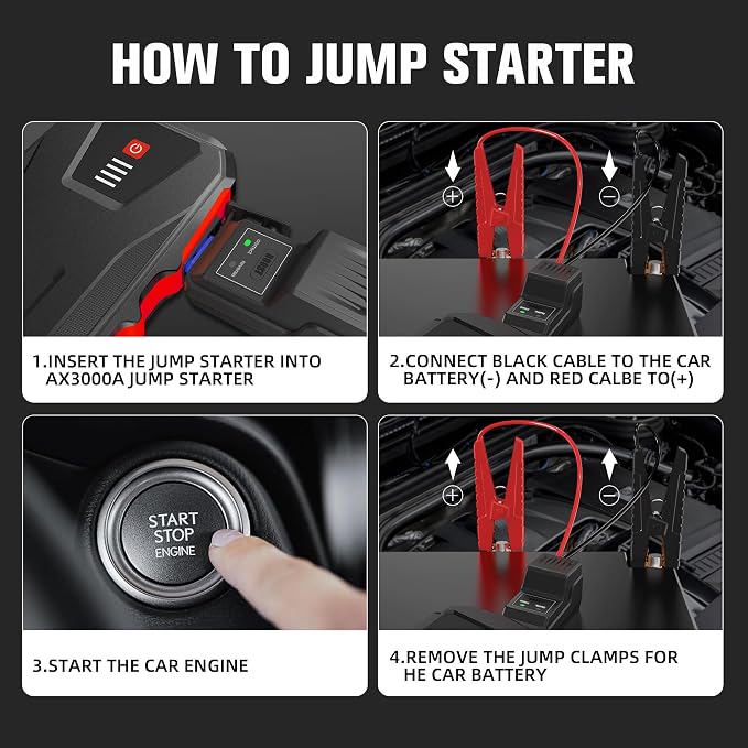 ASPERX 3000A Jump Starter for Car Battery, 12V Portable Jump Box - Image 9