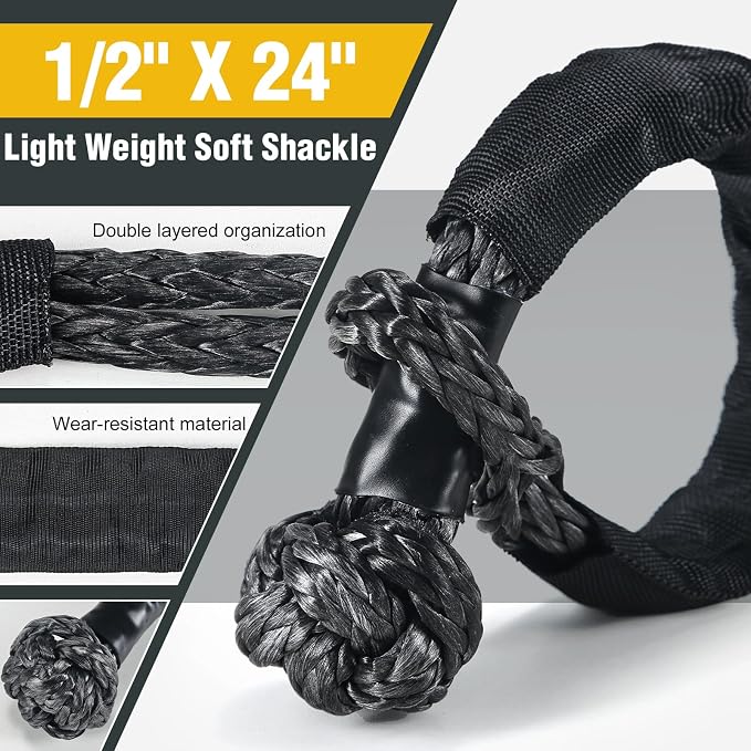 GODIAG 1"×30ft Kinetic Recovery Tow Rope Heavy Duty Energy Rope - Image 5