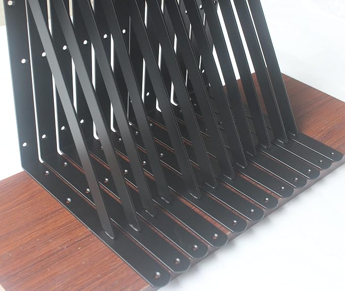 32 Pack L16 x H 10" Black Heavy Duty Shelf Brackets - Image 3