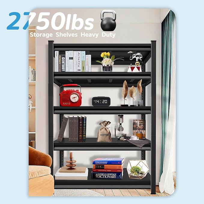 2750LBS Garage Storage Shelves Heavy Duty, 5-Tier Garage Shelving Heavy Duty - Image 4