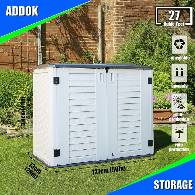 ADDOK Horizontal Storage Shed Weather Resistance, Large Outdoor Storage Cabinet - Image 3
