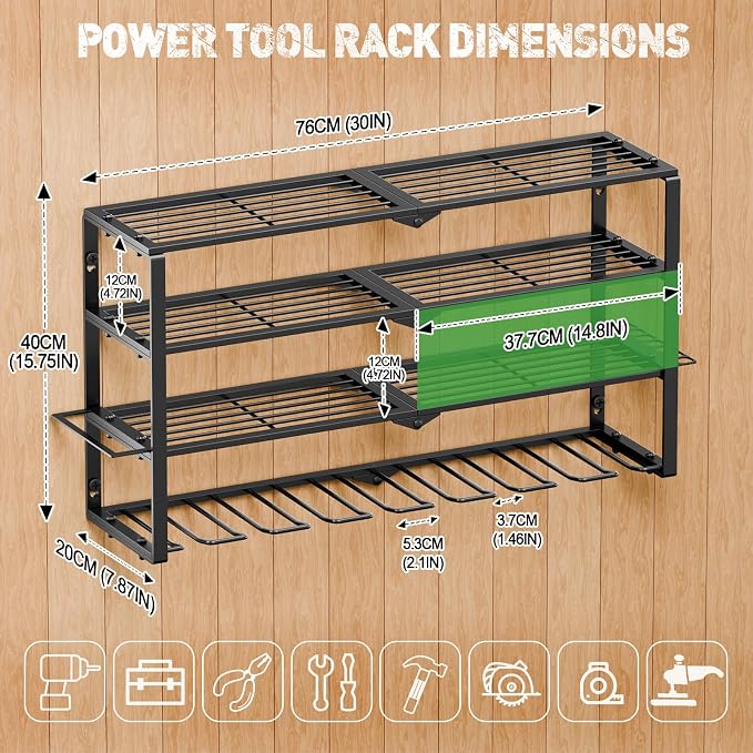 Power Tool Organizer Wall Mount, 4 Layers Tool Storage Rack - Image 6
