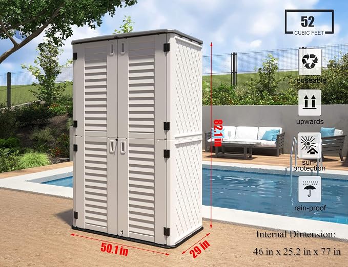 ADDOK Outdoor Storage Cabinet Waterproof, Outdoor Storage Sheds - Image 3