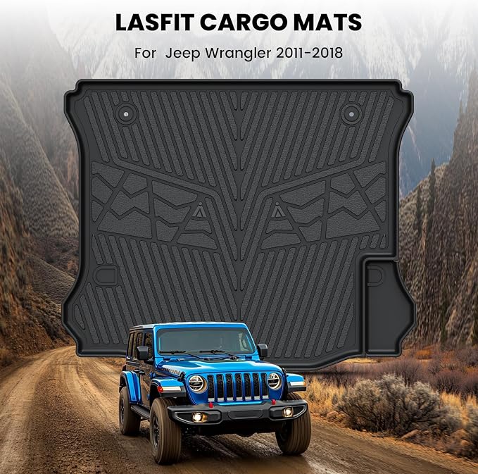 LASFIT Trunk Mat for Jeep Wrangler 2011-2018 JK Unlimited 4-Door All Weather - Image 2