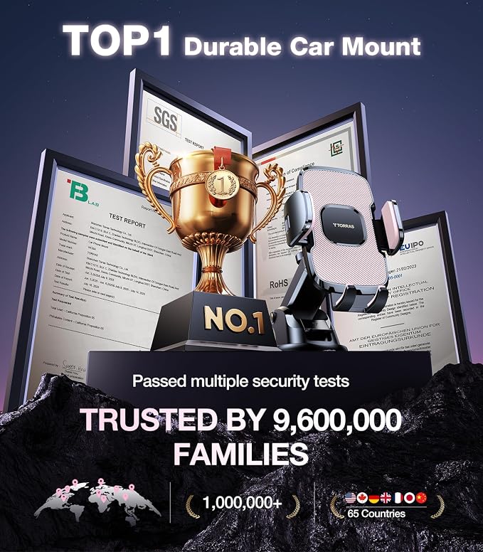 TORRAS Pink Phone Holders for Your Car【True Military-Grade & Strongest Suction】 - Image 2