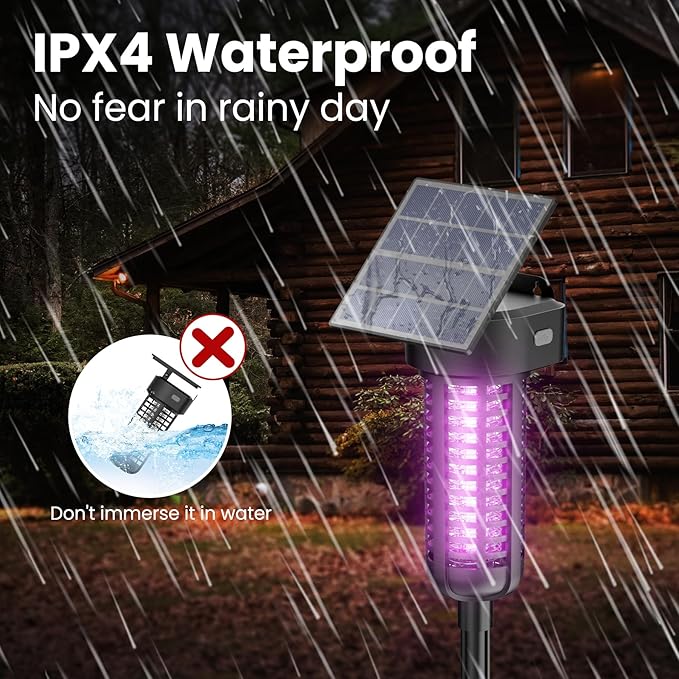 Solar Bug Zapper Outdoor, Garden Mosquito Zapper Waterproof & Cordless & - Image 5