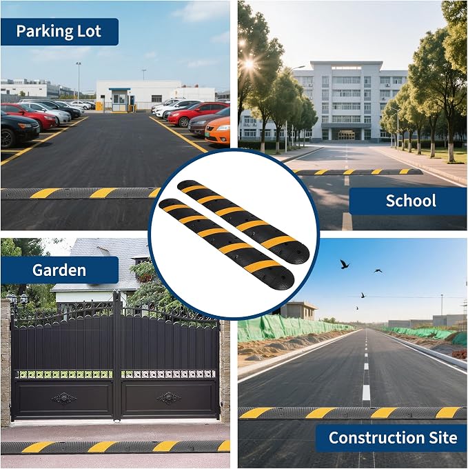 6FT Speed Bumps Wite End for Road, Heavy-Duty 25, 000 Lbs Capacity Traffic - Image 9