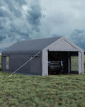 13x25 Ft Carport with 10 Sandbags, Car Port with 220g PE Tarp, 2 Roll-Up Doors by GarveeLife