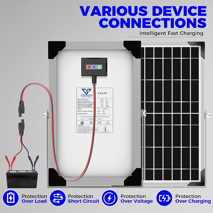 Solar Battery Trickle Charger: 10 Watt 12V Solar Panel Maintainer - Image 8