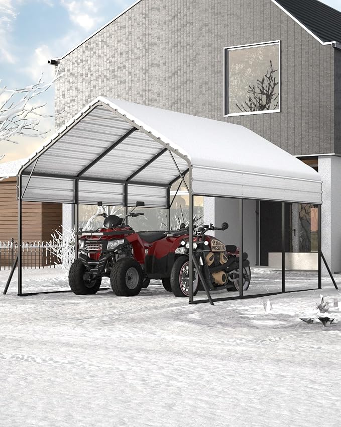 13 x 21 FT Metal Carport, Heavy Duty Carports Reinforced Frame and Steel Roof - Image 7
