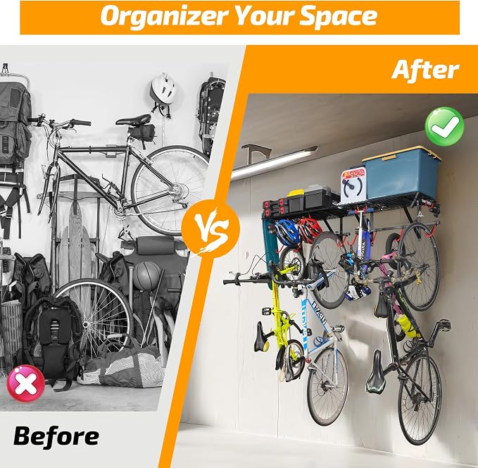 PLKOW Garage Wall Shelving, Wall Mount Bike Storage Rack - Image 7