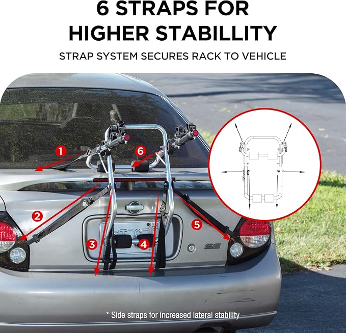 Rockland Aluminum 2-Bike Rack, 70 lbs Capacity, Lightweight Trunk Mount Bike - Image 5