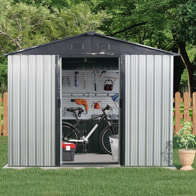 4x8 FT Outdoor Storage Shed, Metal Garden Shed - Image 2
