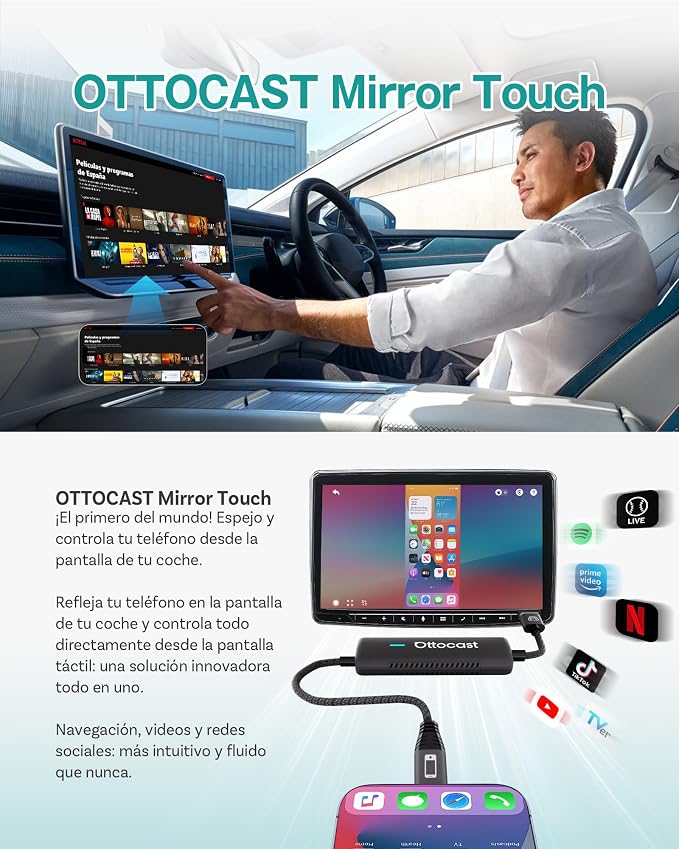 OTTOCAST Mirror Touch Wireless CarPlay Adapter - Image 2