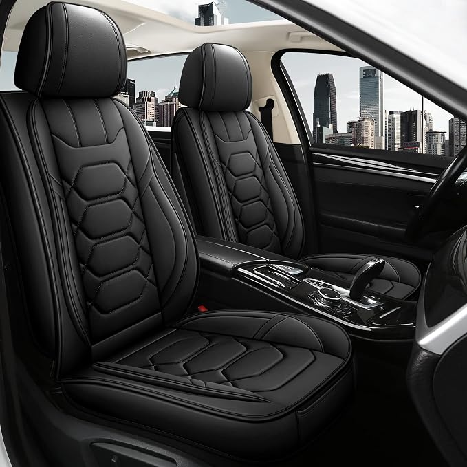 Pariitadin Leather Car Seat Covers Front Pair, Waterproof Faux Leather Seat by Pariitadin