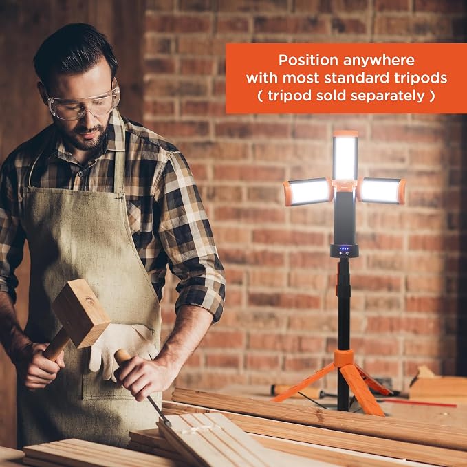 BLACK+DECKER Utility Light, Rechargeable 2000 Lumens LED 3 Panel Work Light - Image 8