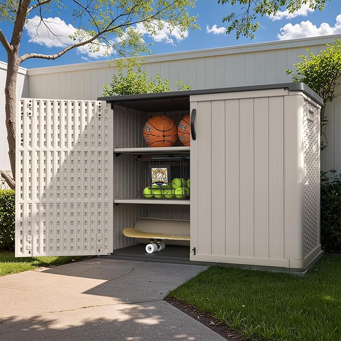 Patiowell 26 cu.ft Plastic Outdoor Storage Shed, Lockable Waterproof Resin - Image 8