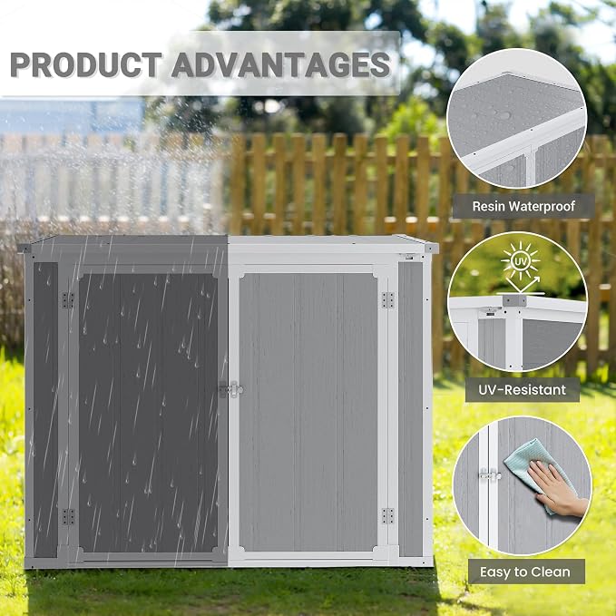 Horizontal Storage Shed 41 Cu.Ft, Lockable Outdoor Resin Cabinet - Image 4
