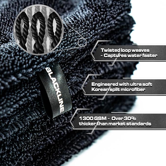 Blackline Car Drying Towel - 2ft x 3ft XL - Image 2