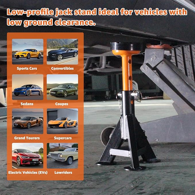 BESTOOL Heavy Duty Jack Stand，Low Profile Car Jack Stand - Image 2