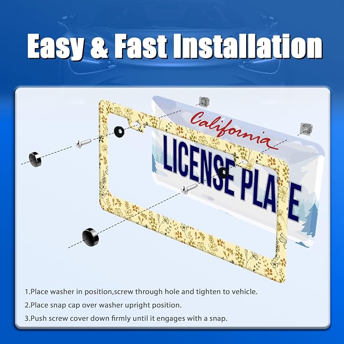 Yellow Wild Flowers License Plate Frame Colorful Flower Floral License Plate - Image 3