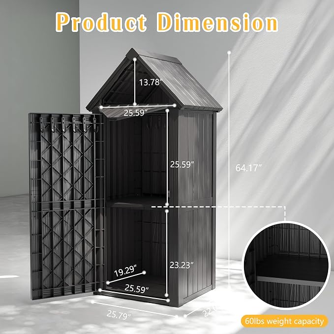 Storage Shed Outdoor Lockable, Waterproof Resin Garden Tool Shed, Heavy-Duty - Image 7
