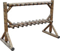 17-Pair Freestanding Skis + Snowboard Log Rack, Standing Shorter Ski Storage by LogKayakRack