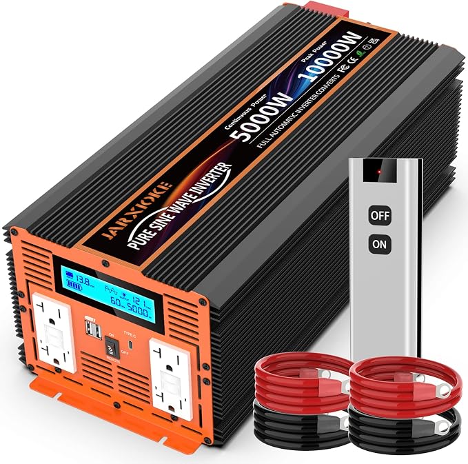 5000W Pure Sine Wave Power Inverter 12V DC to 110V 120V Converter by puresinewavepowerinverter