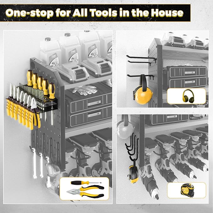 KAFAHOM Power Tool Organizer, Large 8 Drill Holder Wall Mount - Image 2